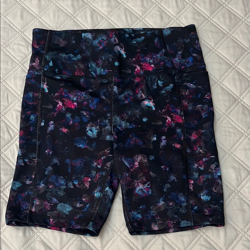 Athletic Works Black and Pink Patterned Shorts with pockets